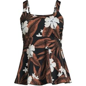 NWT Lands End Size S Black and Brown Flutter Soft Cup Swim Tankini Top